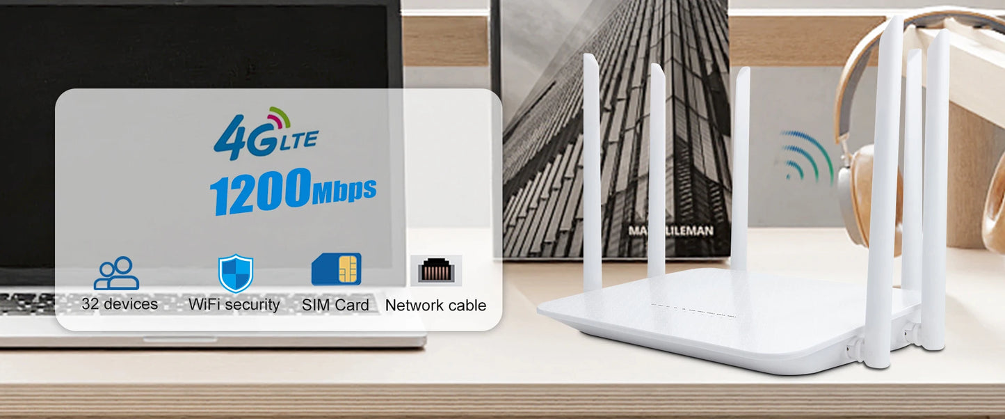 EDUP 4G LTE Router 1200Mbps or 300Mbps Home Hotspot 4G WiFi Router RJ45 WAN LAN WiFi Modem 3G/4G Wireless CPE With SIM Card slot