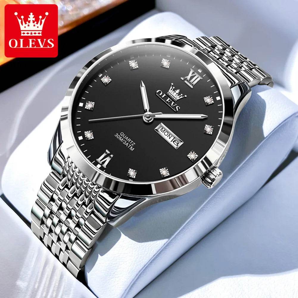 OLEVS 2943 Mens Watch Original Simple Brand Quartz Watch Waterproof Luminous Dual Calendar Display Reloj Watch For Men Gifts - findify 2025
