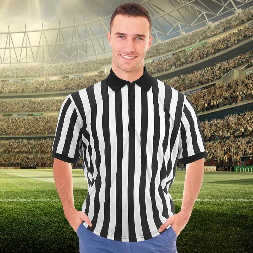 Striped Referee Shirt Men Official Pro-Style Collar Referee Shirt Gym Sporting Soccer Basketball Sports Clothes Striped Shirt - findify 2025