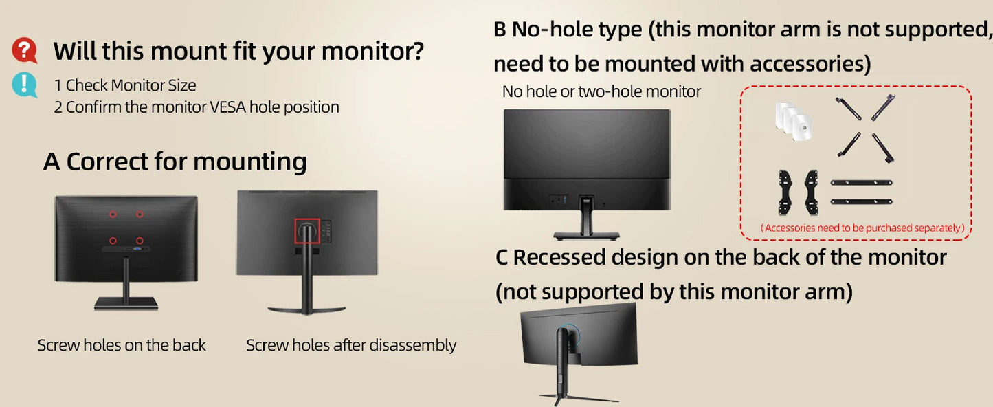 HILLPORT 17-34" Desktop Monitor Arm Holder Gas Spring Full Motion Mount Strut LCD LED TV Bracket Stand PC Soport Support M5
