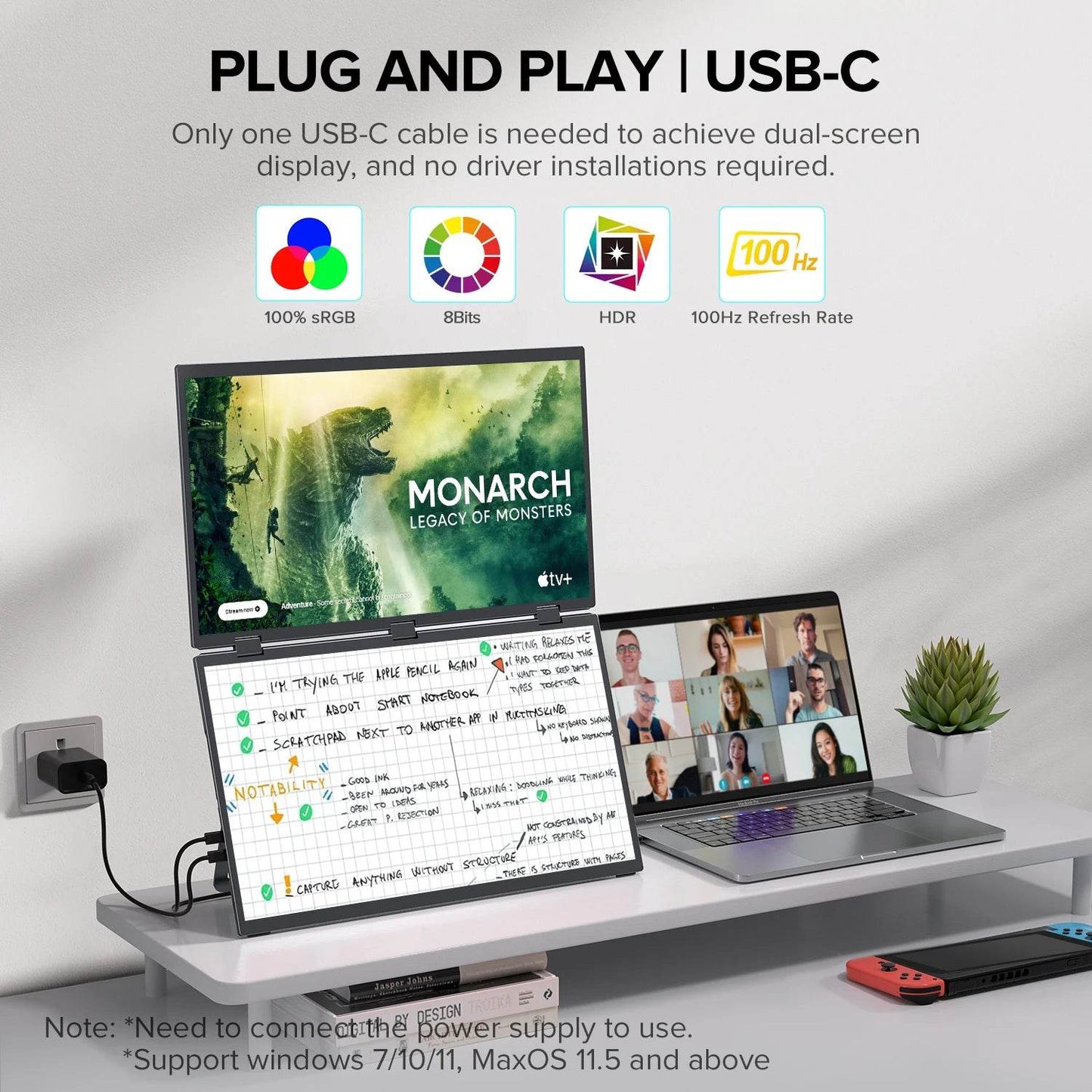 UPERFECT UStation Delta Max Folding Stacked Portable Monitor 1080P IPS 18.5 inch * 2 Dual Triple Screen Extender for Laptop PC - findify 2025