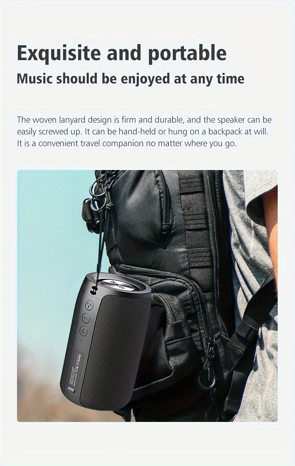 ZEALOT S32 10W Wireless Speaker, Portable Subwoofer, TWS Supports Dual Pairing, 1800mAh Battery, 8 Hours of Gaming Time Loud Stereo Sound, Boombox Style Bass Cannon. Charging Cable and Auxiliary Line, Compatible with Memory C