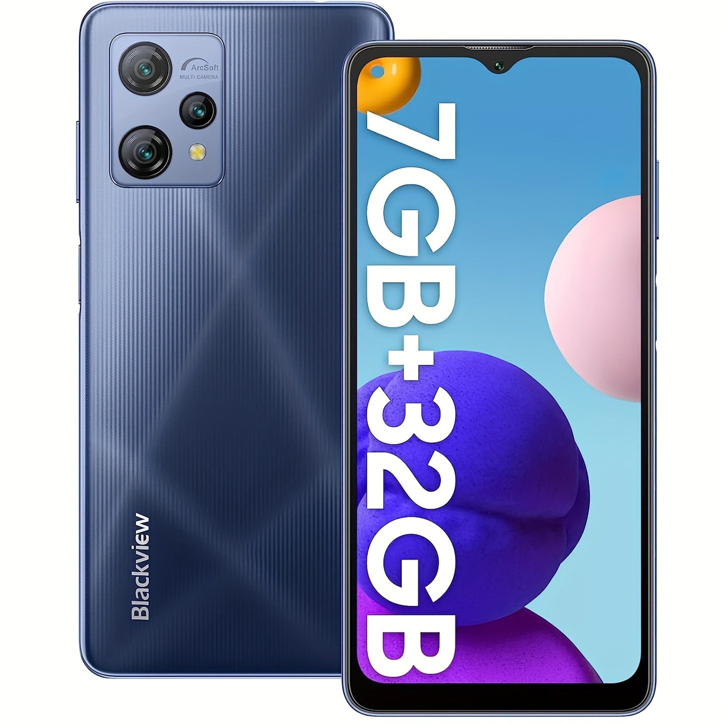 Unlocked Phones, Blackview A53 Unlocked Cell Phone(2023 New), 7GB RAM+32GB ROM/1TB Expand Android Phone, Android 12 Smartphone, 5080mAh Battery 10W Fast Charge, 6.5"HD+Display, 3 Card Slots, Face Unlock