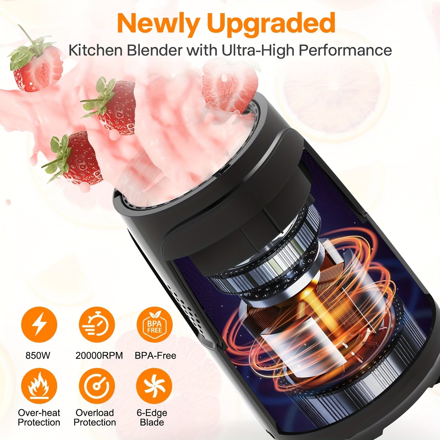Blender For Shakes And Smoothies, 850W Portable Countertop Blenders For Kitchen, 17 Pcs Smoothie Maker Blender And Grinder Set With 6-Edge Blade, To Go Cup, Personal Blender For Juices, Ice, Food Prep