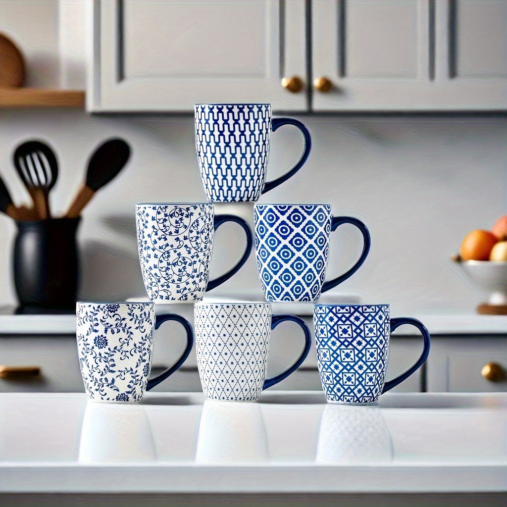 Chinese style ceramic dinnerware 30 pcs set, including 8.5 inches salad plate, 10.5 inches dinner plate, 16 oz coffee mug, 8.3 inches rectangular plate, 24 oz cereal bowl each 6 pcs, microwave oven dishwasher safe, housewarmi