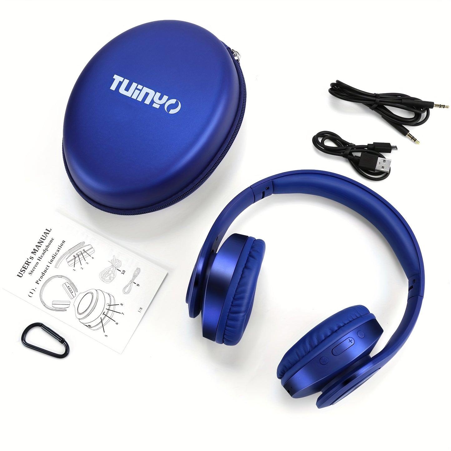 40H Wireless BT Headphones - TUINYO Over Ear Stereo Headset with Deep Bass, Soft Memory-Protein Earmuffs, Built-in Mic for PC/Cell Phones/TV Wired Mode