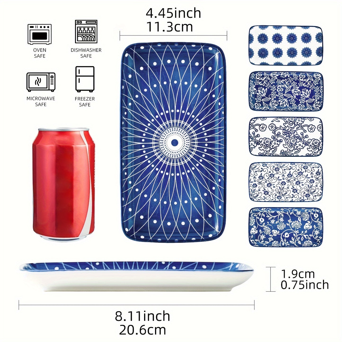 Chinese style ceramic dinnerware 30 pcs set, including 8.5 inches salad plate, 10.5 inches dinner plate, 16 oz coffee mug, 8.3 inches rectangular plate, 24 oz cereal bowl each 6 pcs, microwave oven dishwasher safe, housewarmi