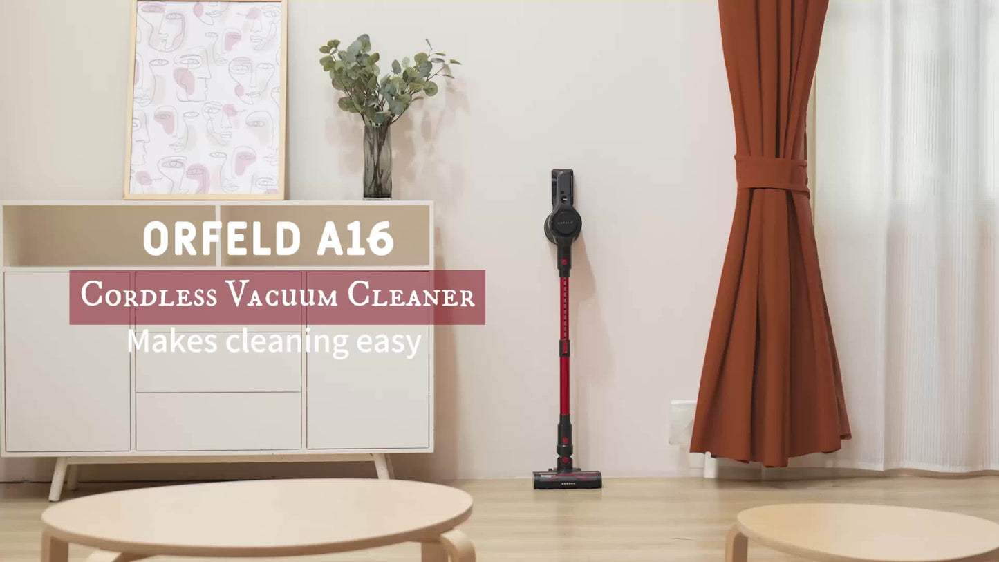 ORFELD Cordless Vacuum Cleaner, Stick Vacuum With 30Kpa Powerful Suction, 45Mins Runtime Rechargeable Vacuum, Anti-tangle And 50.72oz Dust Cup, 6 In 1 Lightweight Vacuum For Hardwood Floor Carpet Pet Hair