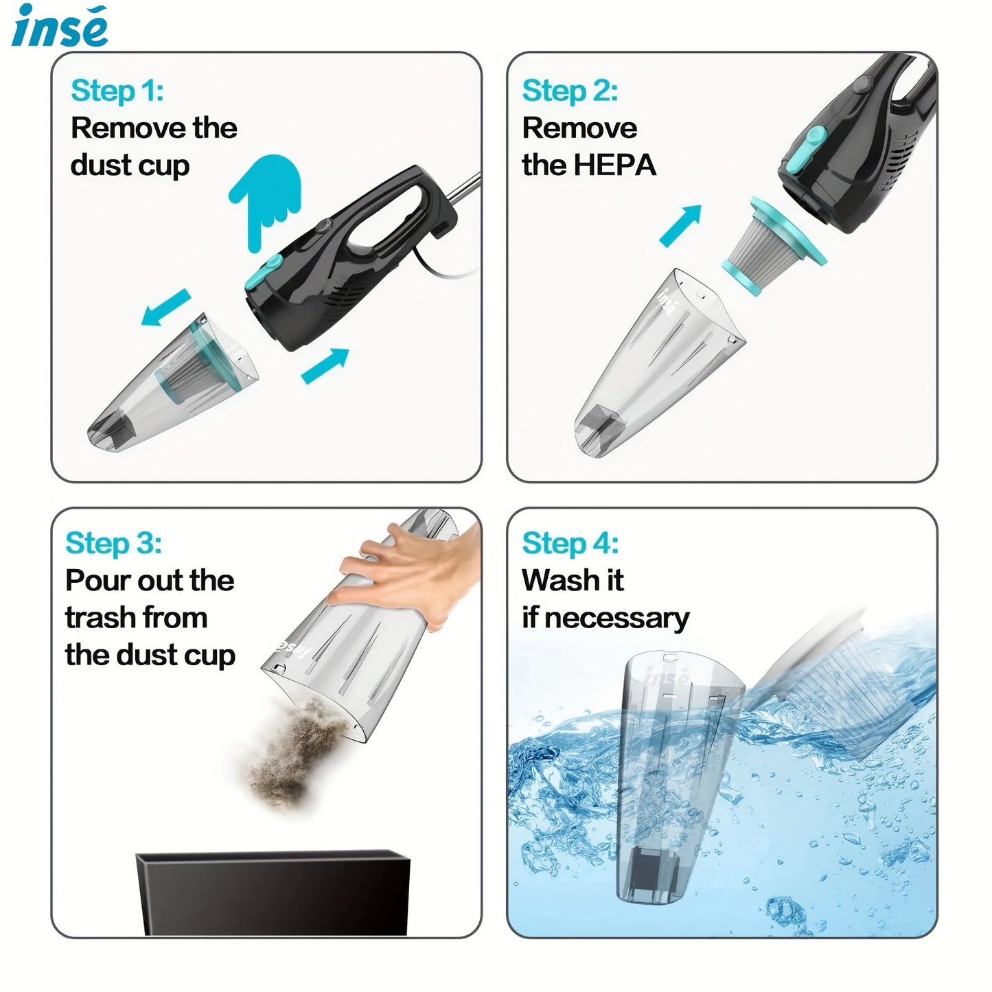INSE R3s Corded Vacuum Cleaner, 400W High-Performance Motor, 16KPa Strong Suction, Lightweight Design with Advanced Filtration for Pet Hair & Dust, Includes 9 Accessories, Flexible ≥275.59inch Cable, Ergonomic Grip, Ideal f