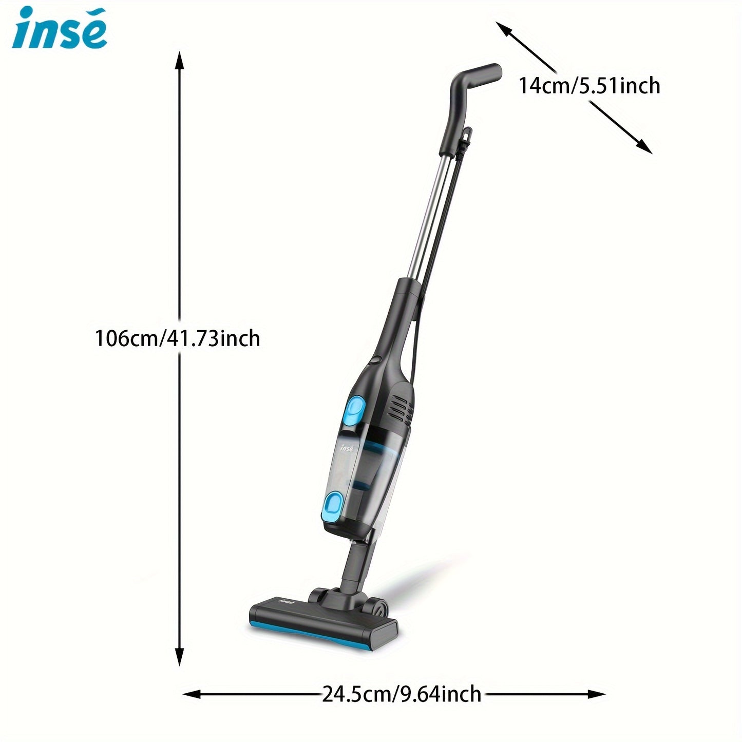 INSE R6 Corded Vacuum Cleaner, 15KPa Powerful Suction with 600W Motor Stick Vacuum, Ultra-Lightweight Bagless Upright Vacuum with Handheld for Home Hard Floor Carpet Pet Hair Car Cleaning