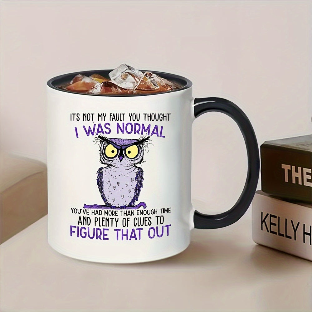 1pc Adorable Owl Coffee Mug - Durable Porcelain, Hassle-Free Cleaning, Microwave Safe - Perfect Year-Round Drinkware for Holidays & Birthdays