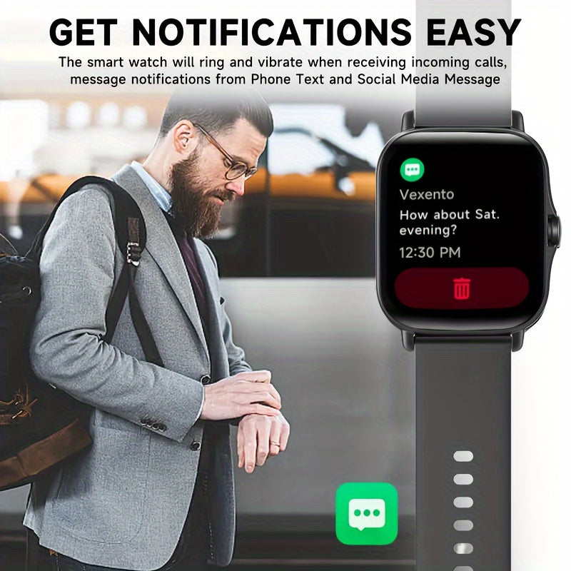 New Multi-functional Smartwatch, 1.83-inch Full Touch Screen, Built-in Microphone And Speaker HD Call, Music Playback, Multi-sport Mode Sports Watch, Step Counting Sleep Monitoring, Suitable for iPhone/Android Phones, Suitabl