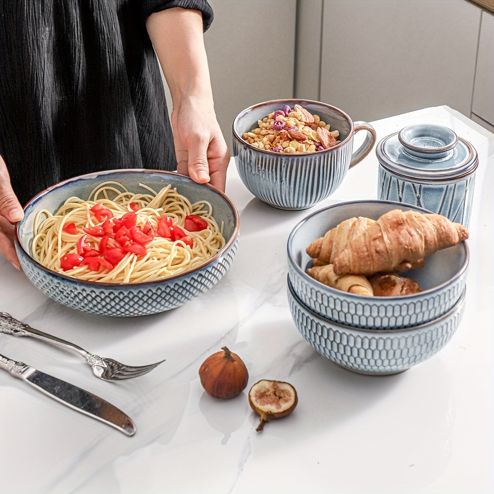 4pcs HVH 8.5 Inch Large Pasta Bowls Set, 46oz Big Salad Bowl Set Of 4, Shallow Bowls, Ceramic Plates Set, Ceramic Bowls Set Microwave And Dishwasher Safe