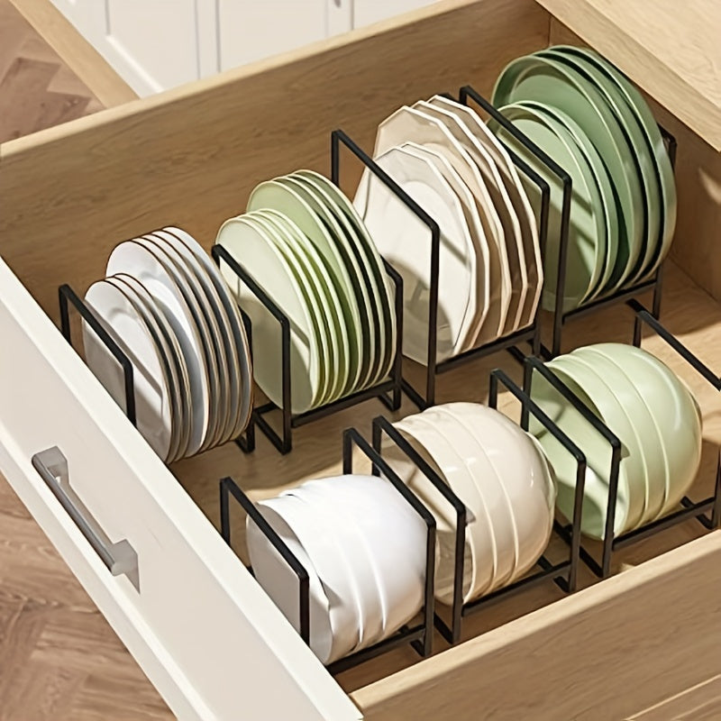 3pcs Metal Plate Holder Organizer, Vertical Plate Rack, Dish Organizer For Cabinet, Drying Rack For Kitchen Cupboard, Kitchen Acessories