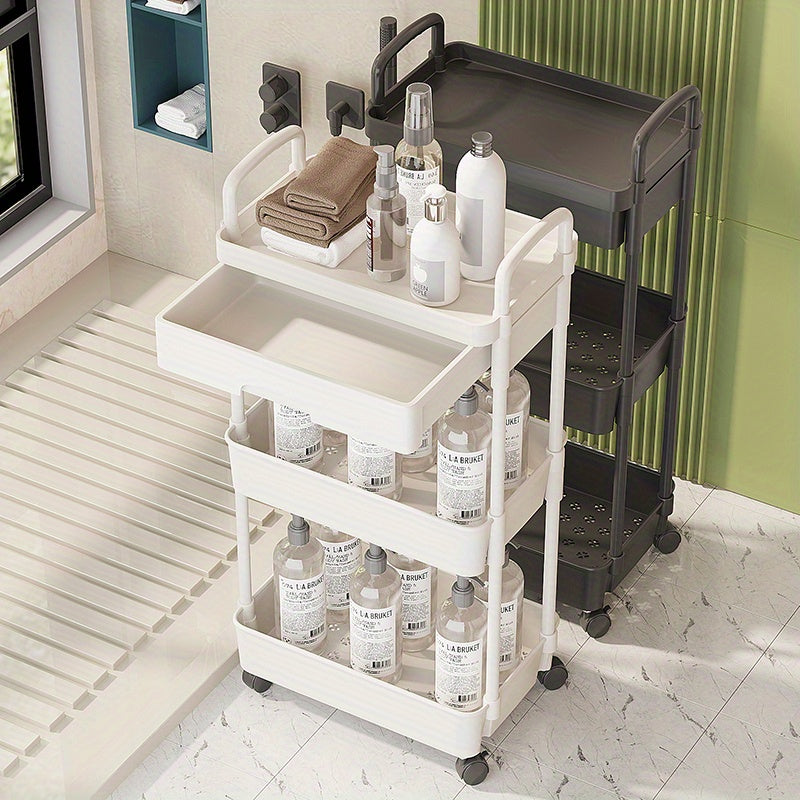 Multi-Tier Storage Trolley - Space-Saving Floor-to-Ceiling Design, Smooth Mobility, and Versatile Use in Kitchen, Bathroom, Bedroom, and Living Room for Displaying Snacks and Essentials