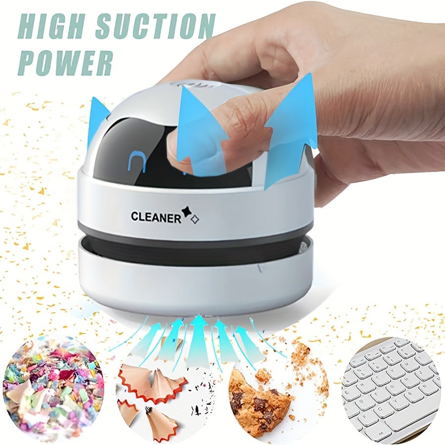 1pc Compact Mini Desktop Vacuum Cleaner - Ultra-Powerful Suction, Compact and Portable, Long-Lasting Rechargeable, Whisper-Quiet Operation, Effective Keyboard and Piano Keyboard Cleaning - Perfect for Home and Office Desktops