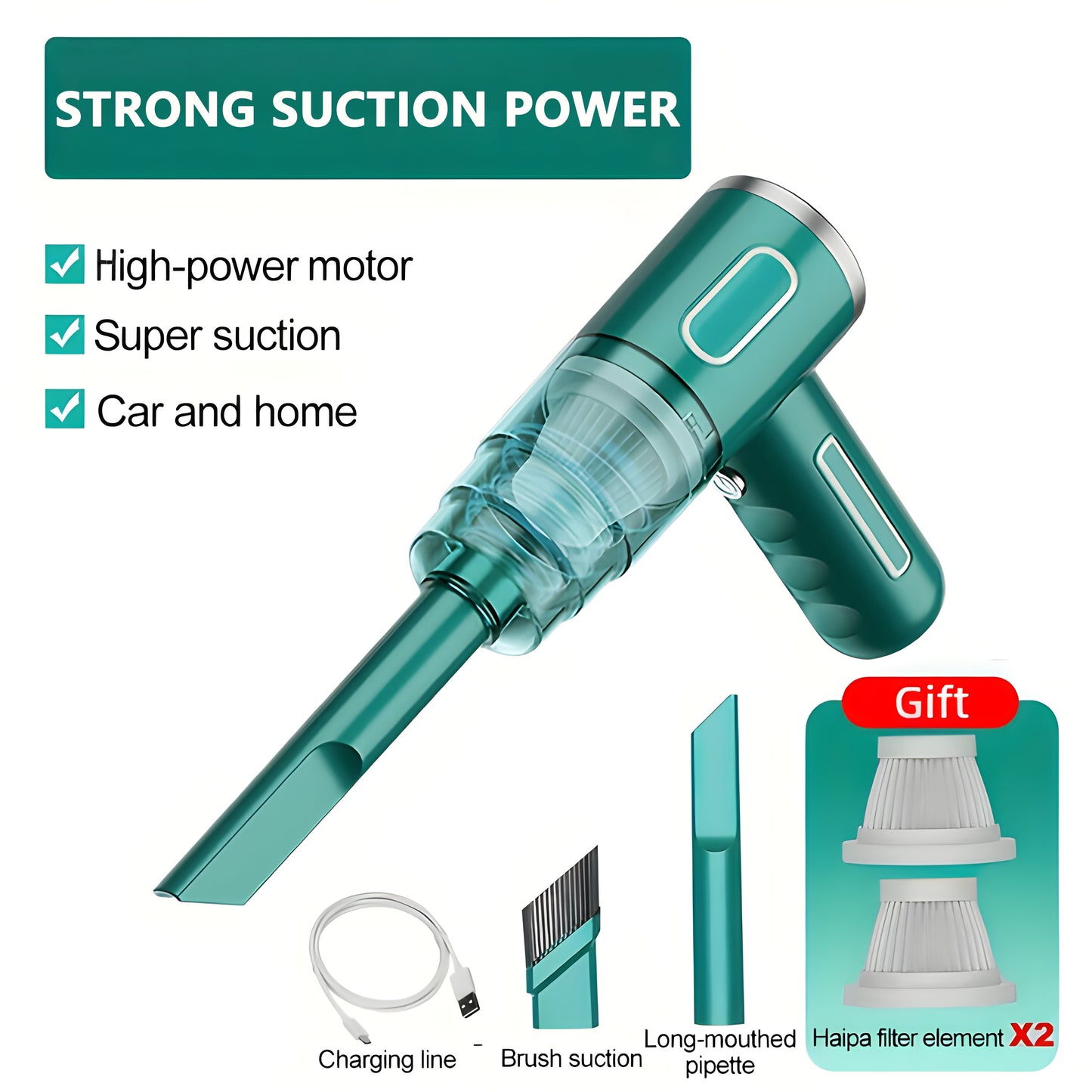 Upgraded Version, Portable Cordless Hand-held Vacuum Cleaner, Cyclone Suction Wireless Vacuum Cleaner. Echargeable Strong Suction Vacuum Cleaner Suitable For Cars/Offices/Homes