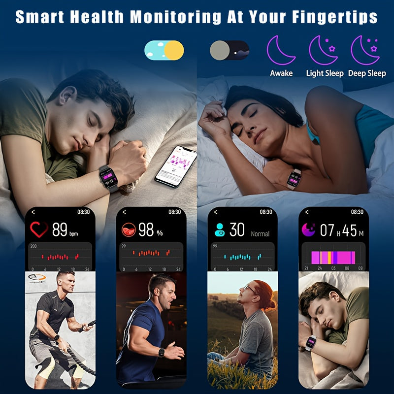 New Multi-functional Smartwatch, 1.83-inch Full Touch Screen, Built-in Microphone And Speaker HD Call, Music Playback, Multi-sport Mode Sports Watch, Step Counting Sleep Monitoring, Suitable for iPhone/Android Phones, Suitabl