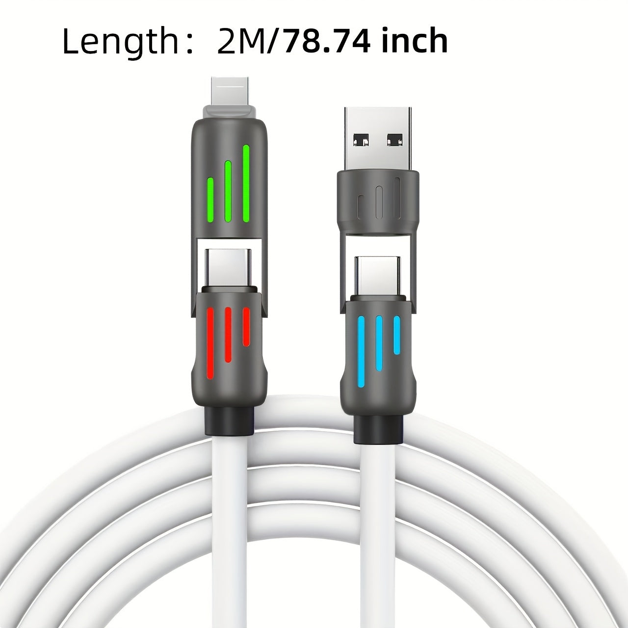 4-In-1 Multi USB Charging, High-Speed USB-C Fast Charging Cable for Android Phones from Samsung, Redmi, Oneplus And Xiaomi