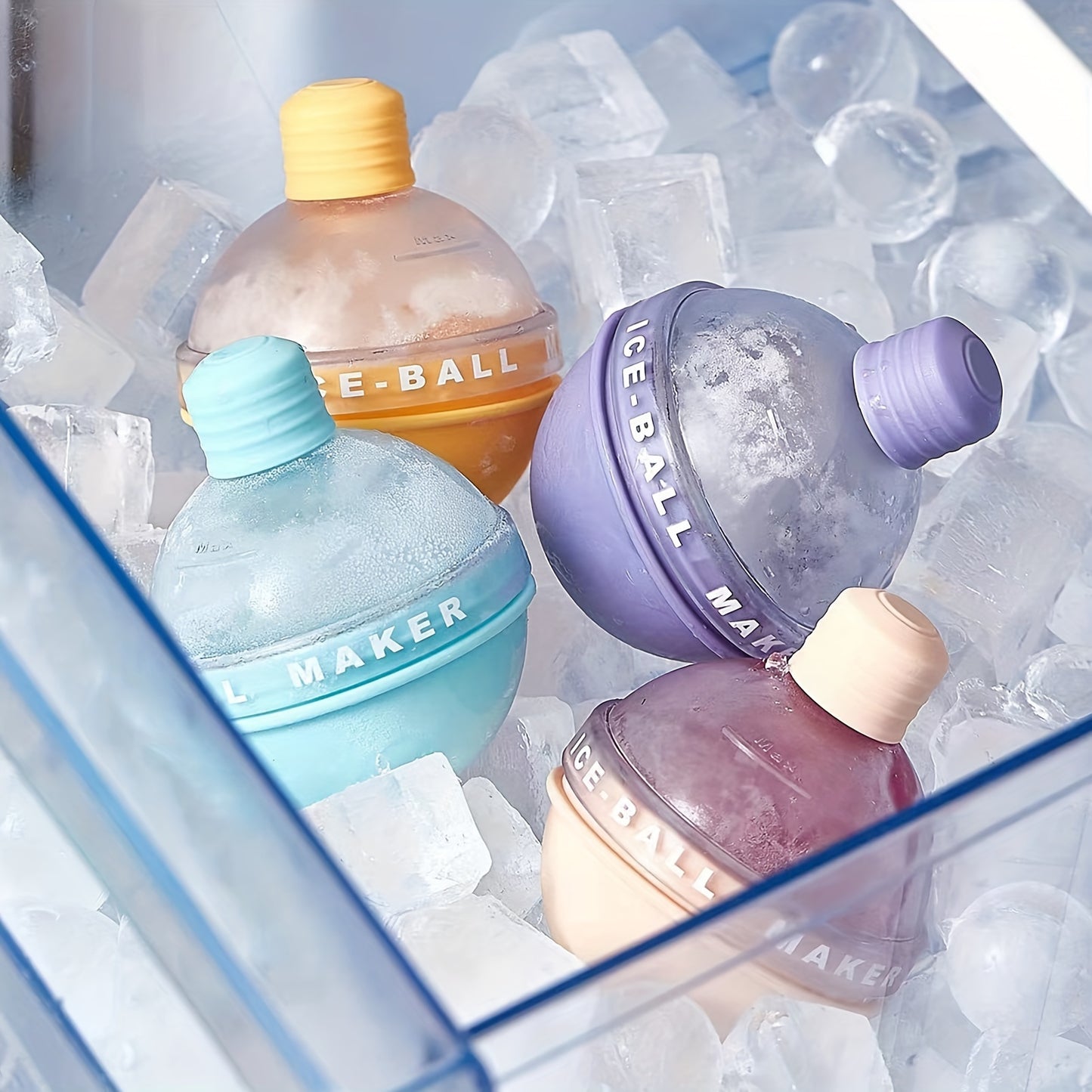 Round 2.5in Silicone Sphere Ice Mold - 4pcs Ice Ball Maker for Whiskey and Cocktails - Kitchen Tools Accessories
