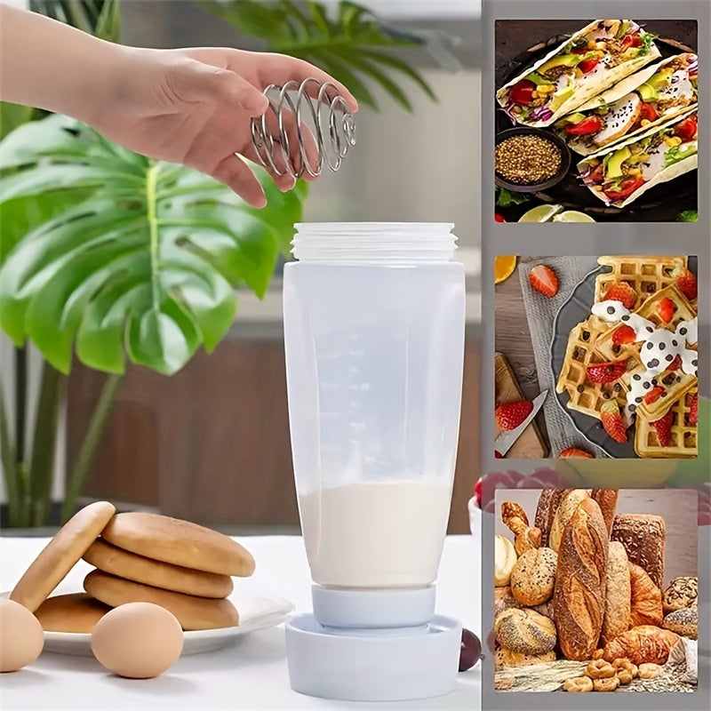 Easy-Squeeze Pancake Batter Dispenser with Blender Ball - Perfect for Cupcakes, Muffins & Crepes - Kitchen Gadget