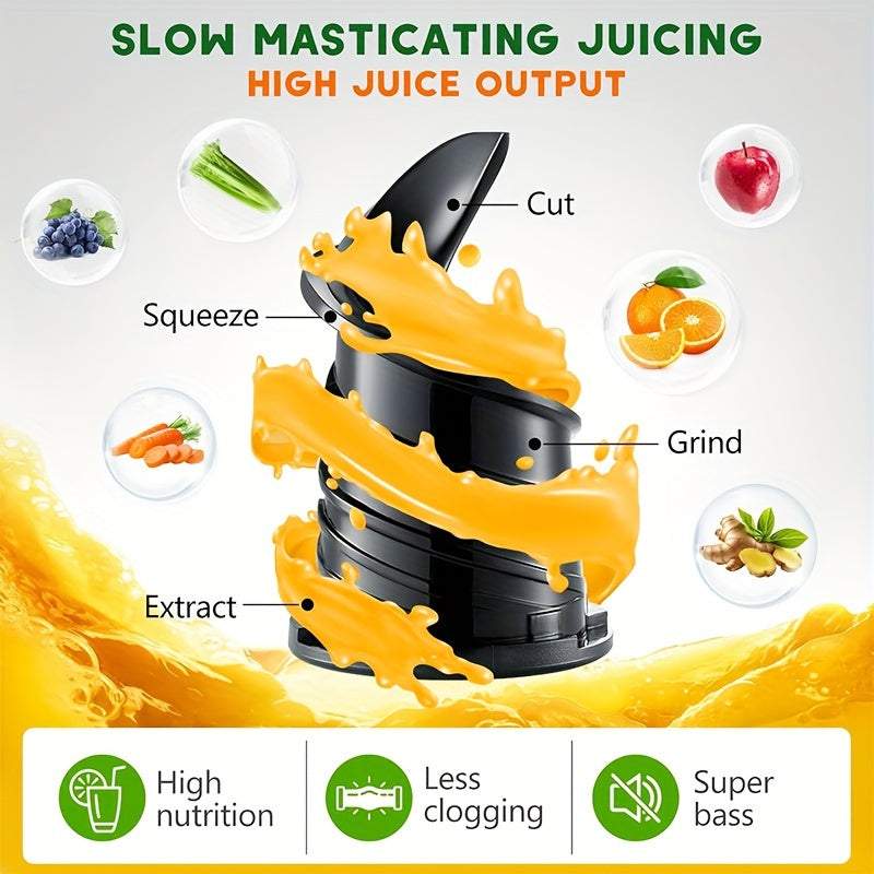 Cold Press Juicer, Masticating Juicer, 5.4" Wide Feed Chute, Slow Juicer, Machines Fit Whole Vegetables And Fruits, J High Juice Yield, Easy To Clean, Kitchen Appliances, Kitchen Juicers, Green Food Juicers, Gifts For Friends