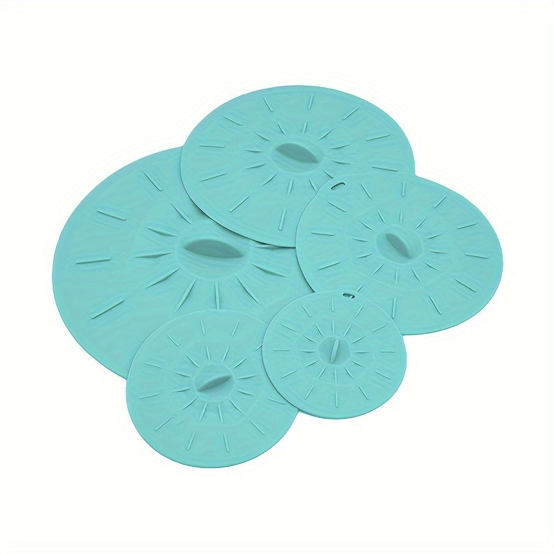 5-Piece Set of Reusable Silicone Microwave Lid Covers - Various Sizes, Suitable for Bowls, Cups, Plates, Pots, Pans, Microwave Splatter Covers, Stovetop, Oven, Fridge, and Freezer - BPA Free