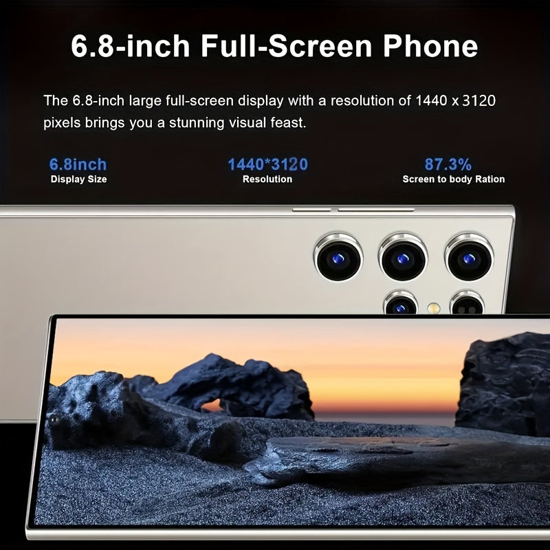 Touchscreen Smartphone - 8+256GB Dual SIM Dual Standby Cell Phones With Face Recognition, HD Camera, Long-Lasting 6800mAh Battery, Stylus, Headphones, Type-C Charging Cable, Case, And Screen Protector - Perfect Holiday Birthd