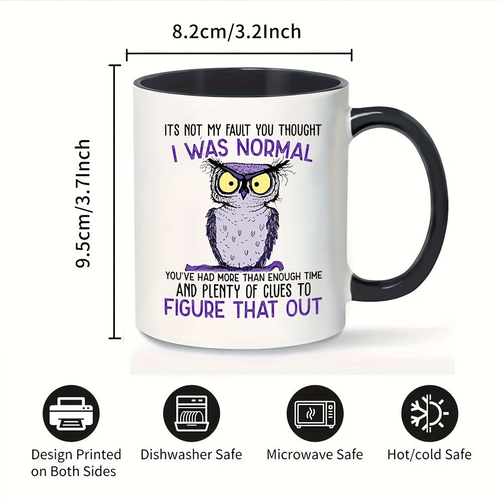 1pc Adorable Owl Coffee Mug - Durable Porcelain, Hassle-Free Cleaning, Microwave Safe - Perfect Year-Round Drinkware for Holidays & Birthdays