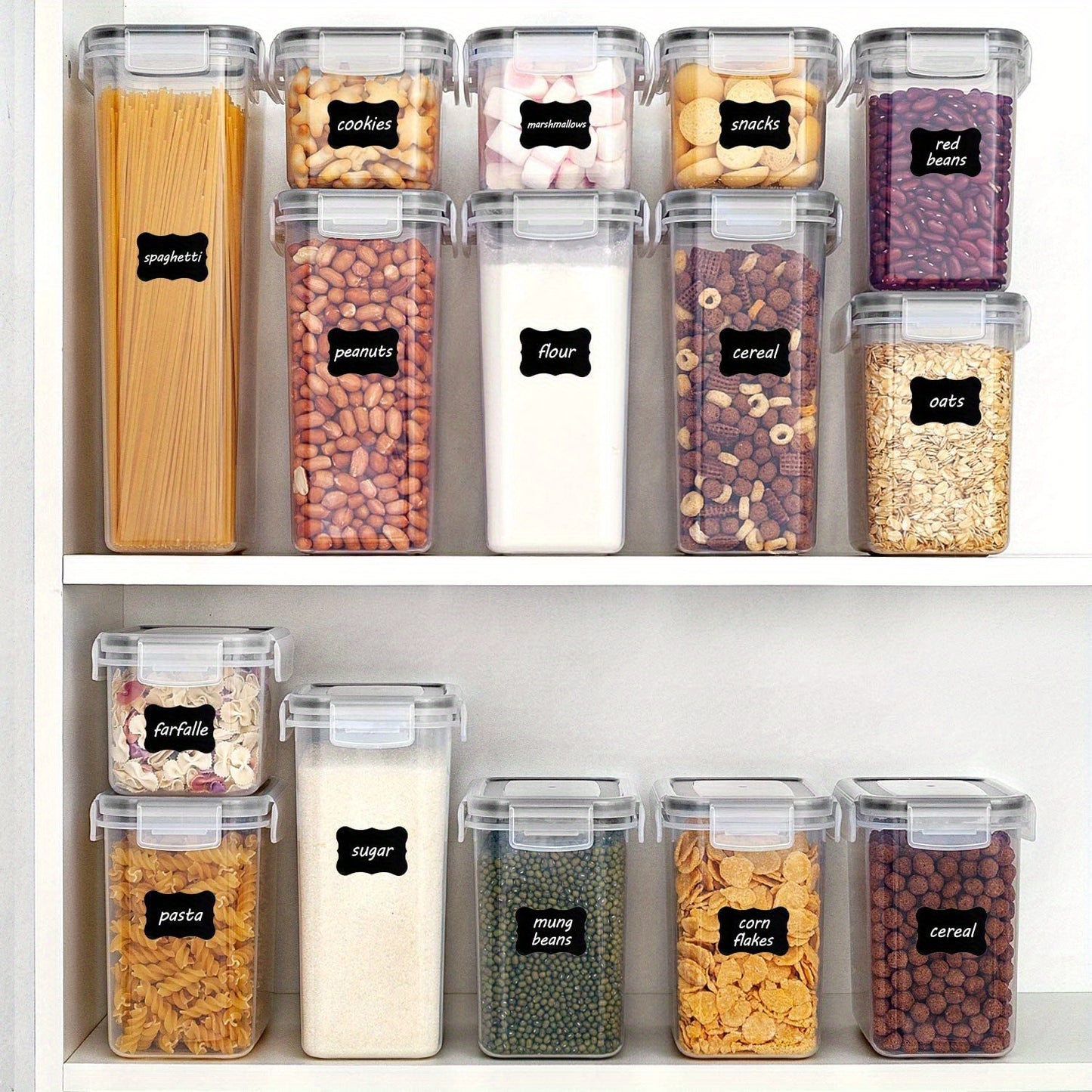 9Pcs Airtight Food Storage Containers With Lids, BPA Free, Plastic Kitchen And Pantry Canisters For Cereal, Dry Food, Flour And Sugar, Dishwasher Safe
