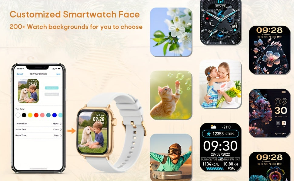 1PC Women's Smart Watch Gift, 1.83-inch Touch Screen, Wireless Call and Messages Notifications, Workable for iPhone/Android Phones, Fitness Tracking Watch, Calories, Distance, Steps, 100+Sports Modes, Female Smart Bracelet, S