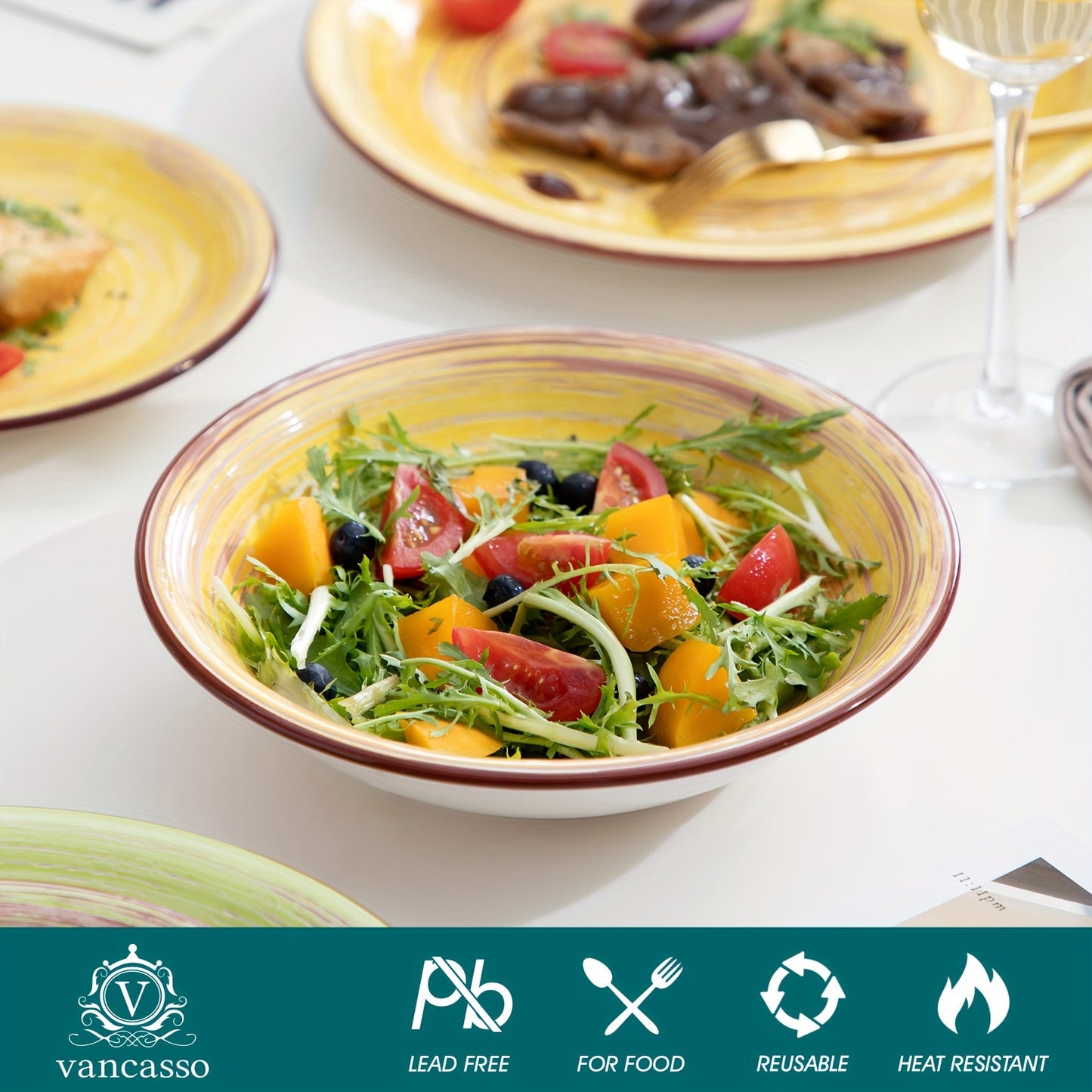 18-Piece Premium Stoneware Dinnerware Set - Elegant & Durable, Serves 6, Microwave & Dishwasher Safe for Versatile Table Settings