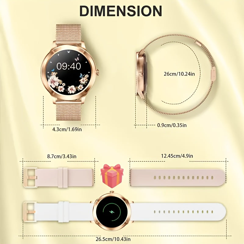 Smart Watch Gift for Women 1.32 inch Full Touch Screen Smart Call Watch with Answer and Make Call for iPhone and Android Phones Message Push Fitness Tracking Watch Pedometer Distance Calories Sports Modes Sports Smart Bra