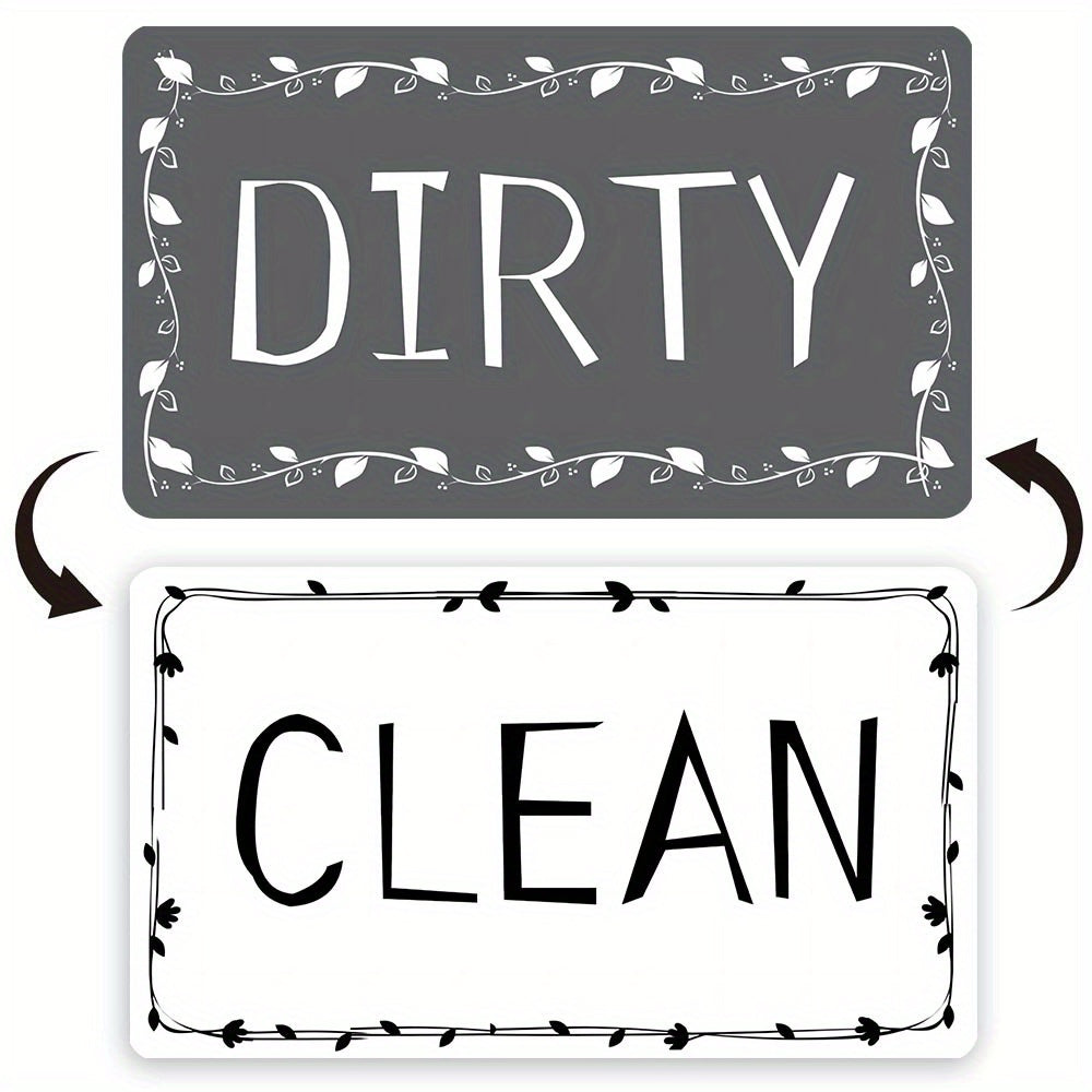 1pc Dishwasher Magnet Clean Dirty Sign Positive And Reverse Indicator Sticker Fashion Universal Kitchen Dishwasher Refrigerator Magnet UV Craft Plus Soft Magnet For Kitchen Organizer Square Border Pattern Fridge Decorations