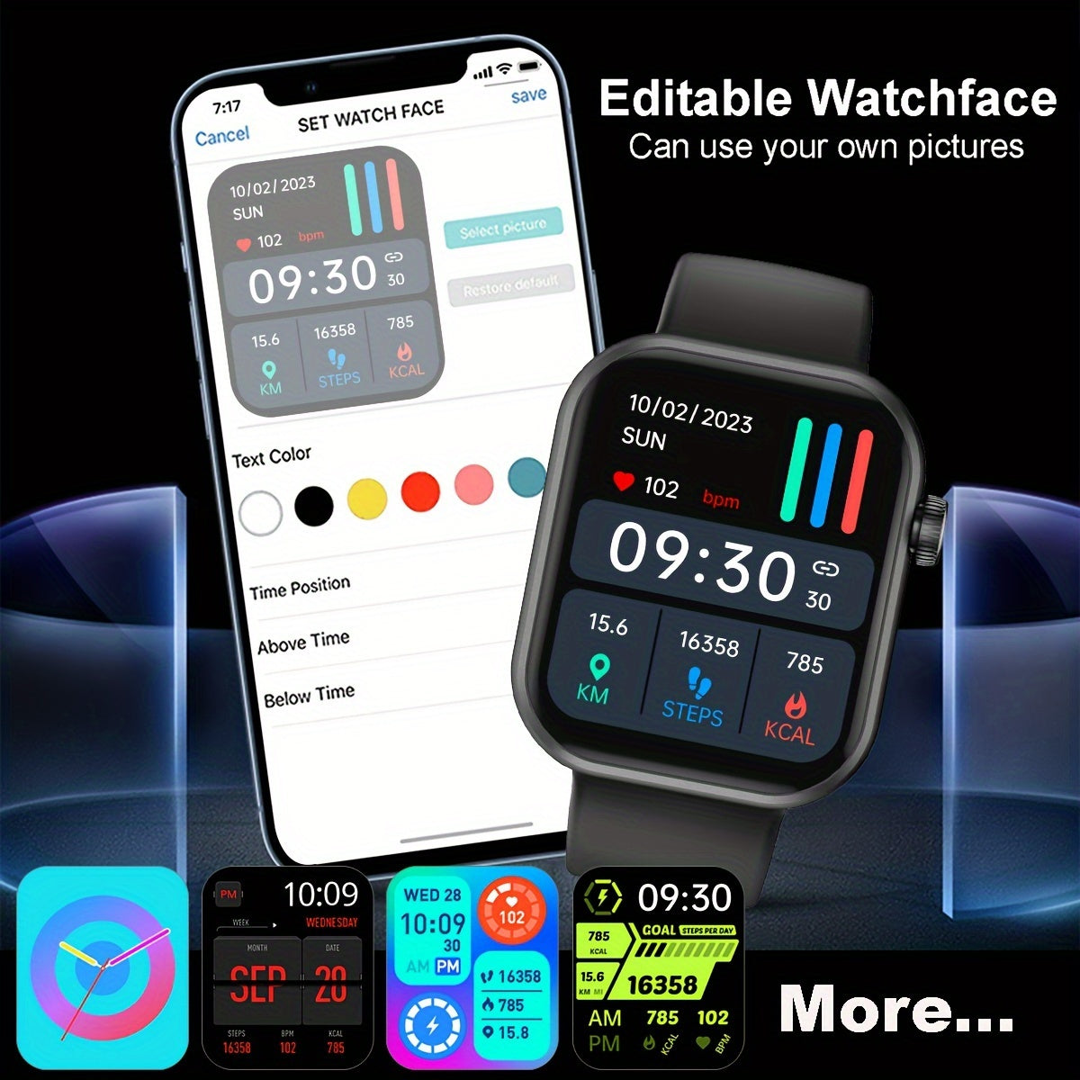 smart watch 1.83Inch full touch screen (make, answer calls)For Android&iPhone phones, 100Multiple Sport Modes, Custom Watch face, Calories, Steps, Distance, calculator, Music, Stopwatch, alarm clock, Fitness Sport smartwatch