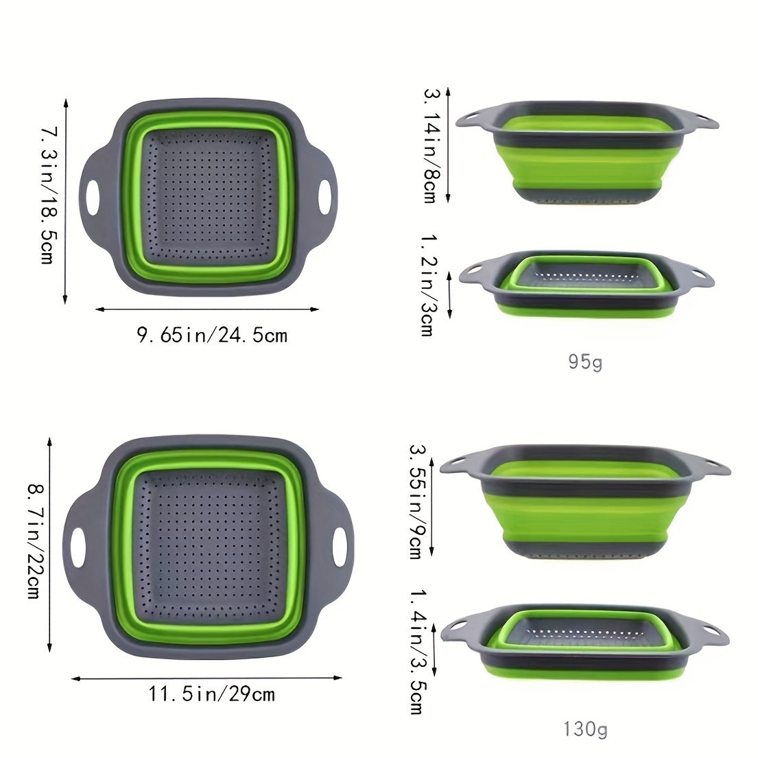 2pcs, Foldable Silicone Colander, Vegetable Washing Basket Strainer, Kitchen Sink Folding Square Drain Basket, Fruit And Vegetable Basket, Kitchen Accessaries