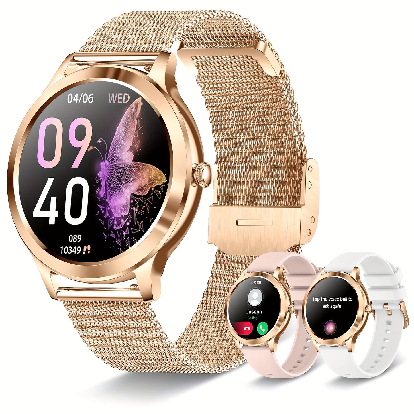 Smart Watch Gift for Women 1.32 inch Full Touch Screen Smart Call Watch with Answer and Make Call for iPhone and Android Phones Message Push Fitness Tracking Watch Pedometer Distance Calories Sports Modes Sports Smart Bra