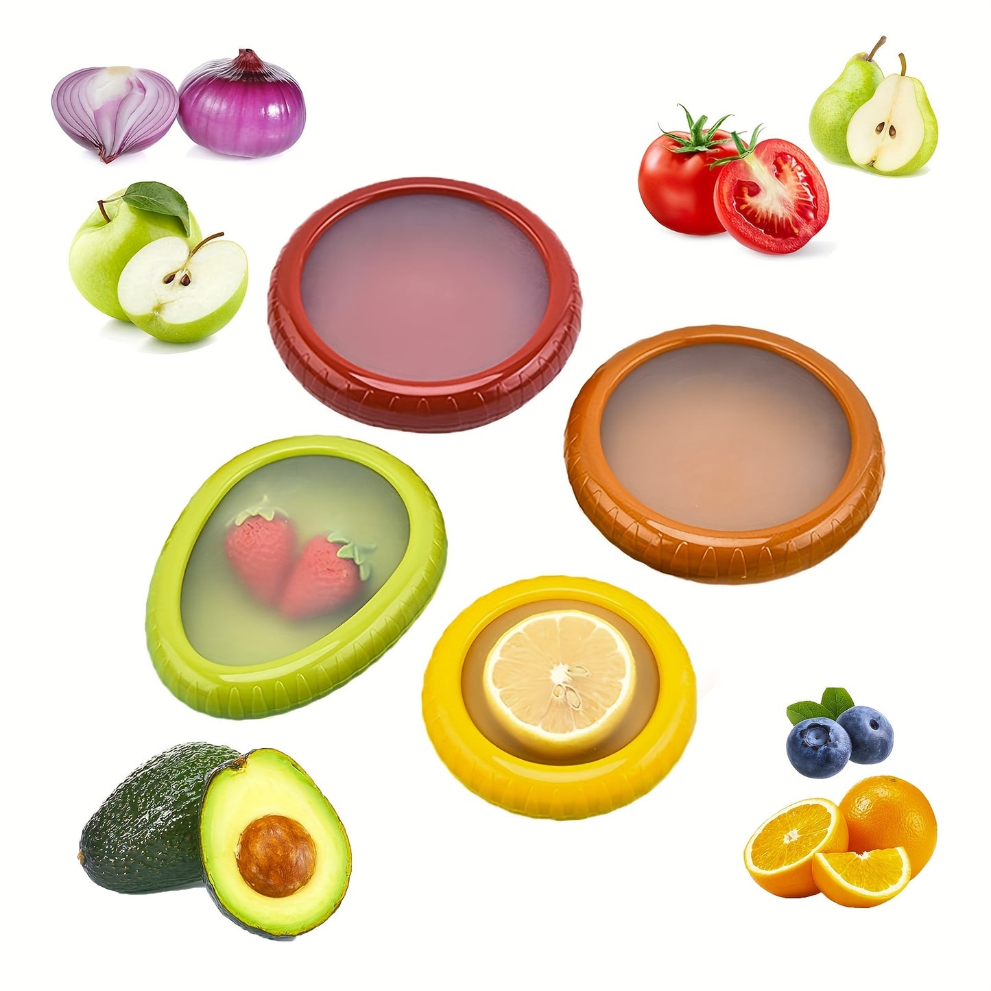 1 set Avocado and Tomato Holder - Reusable Fruit and Vegetable Storage - Ideal for Apples, Garlic, Onions, Lemons, Potatoes - Hand Washable and Dishwasher Safe - Kitchen Accessory with Easy Storage and Freshness Maintenance