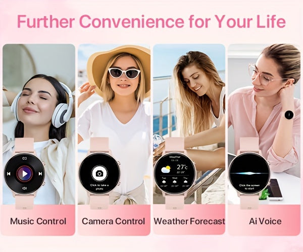 Smart Watch Gift for Women, 1.39-inch Full Touch Screen, Smart Call Watch with Answer and Make Call for iPhone and Android Phones, Message Push, Fitness Tracking Watch, Pedometer, Distance, Calories, 100+ Sports Modes, Sports