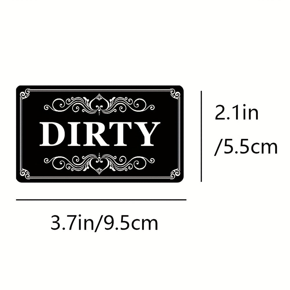 1pc Dishwasher Magnet Clean Dirty Sign Positive And Reverse Indicator Sticker Fashion Universal Kitchen Dishwasher Refrigerator Magnet UV Craft Plus Soft Magnet For Kitchen Organizer Square Border Pattern Fridge Decorations