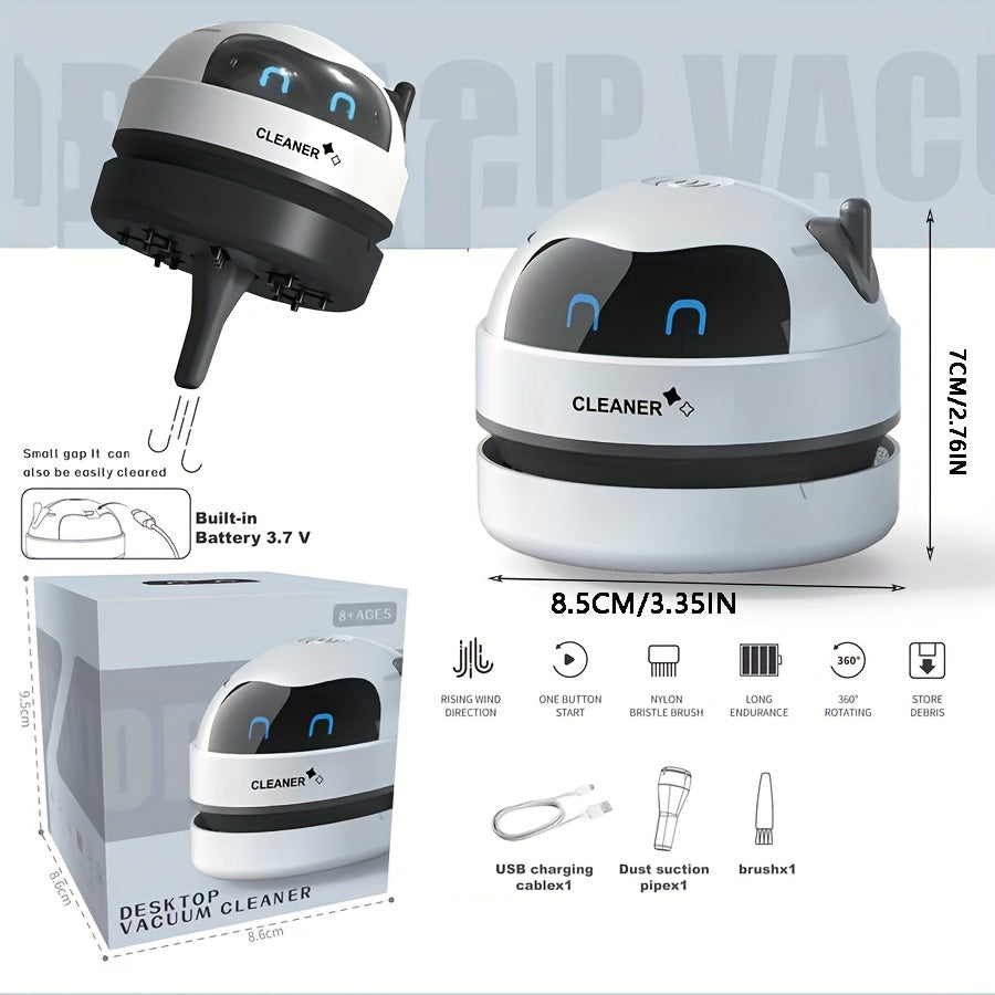 1pc Compact Mini Desktop Vacuum Cleaner - Ultra-Powerful Suction, Compact and Portable, Long-Lasting Rechargeable, Whisper-Quiet Operation, Effective Keyboard and Piano Keyboard Cleaning - Perfect for Home and Office Desktops