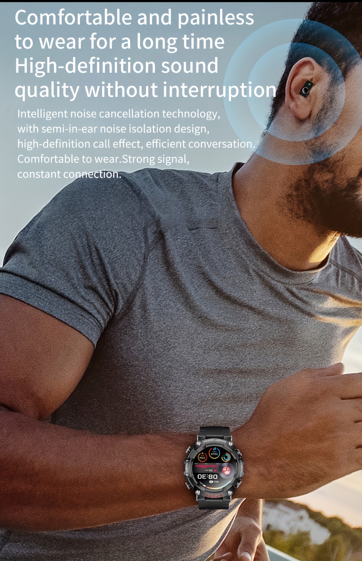 XAXRE Smart Watch With Built-In Earphones, In Ear Comfort In Ear Earphones, Long-Lasting And Painless, 1.52-Inch Screen Smart Watch, 400mAh Large Capacity Battery, Smart Watch Supporting Multiple Languages, Receiving Messages