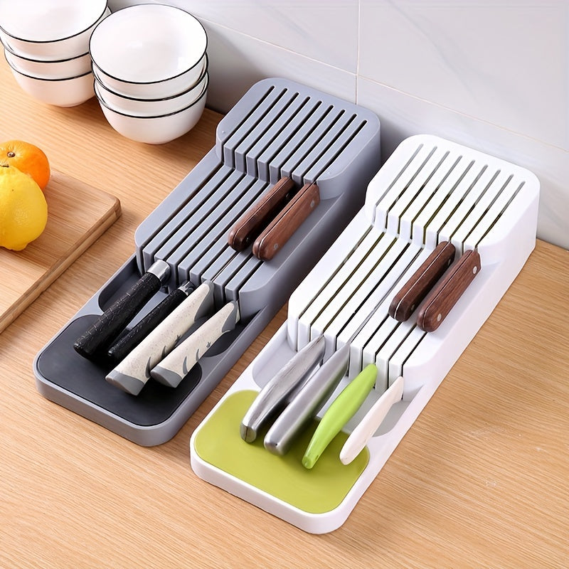 1pc Kitchen Drawer Organizer Tray For Knives, Knife Block, Knife Holder, Drawer Storage Box For Knife, Drawer Organizer Insert, Holds 9 Knives, Kitchen Accessories