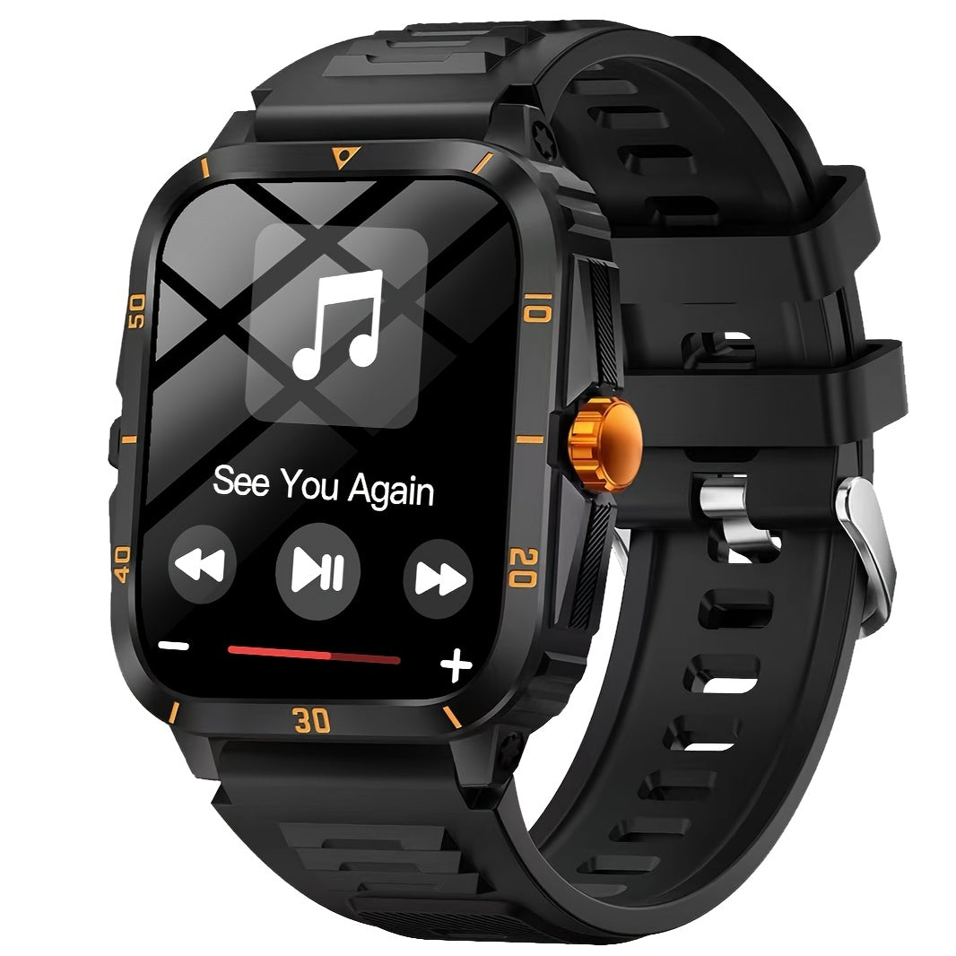 1.96 Inch Outdoor Men'S Smartwatch, Sports & Fitness Watch For IPhone & Android Phones, Extra Long Battery Life, Wireless Calling, With 100+ Exercise Modes/Long Battery Life/Music Control/Message Alert/Gift