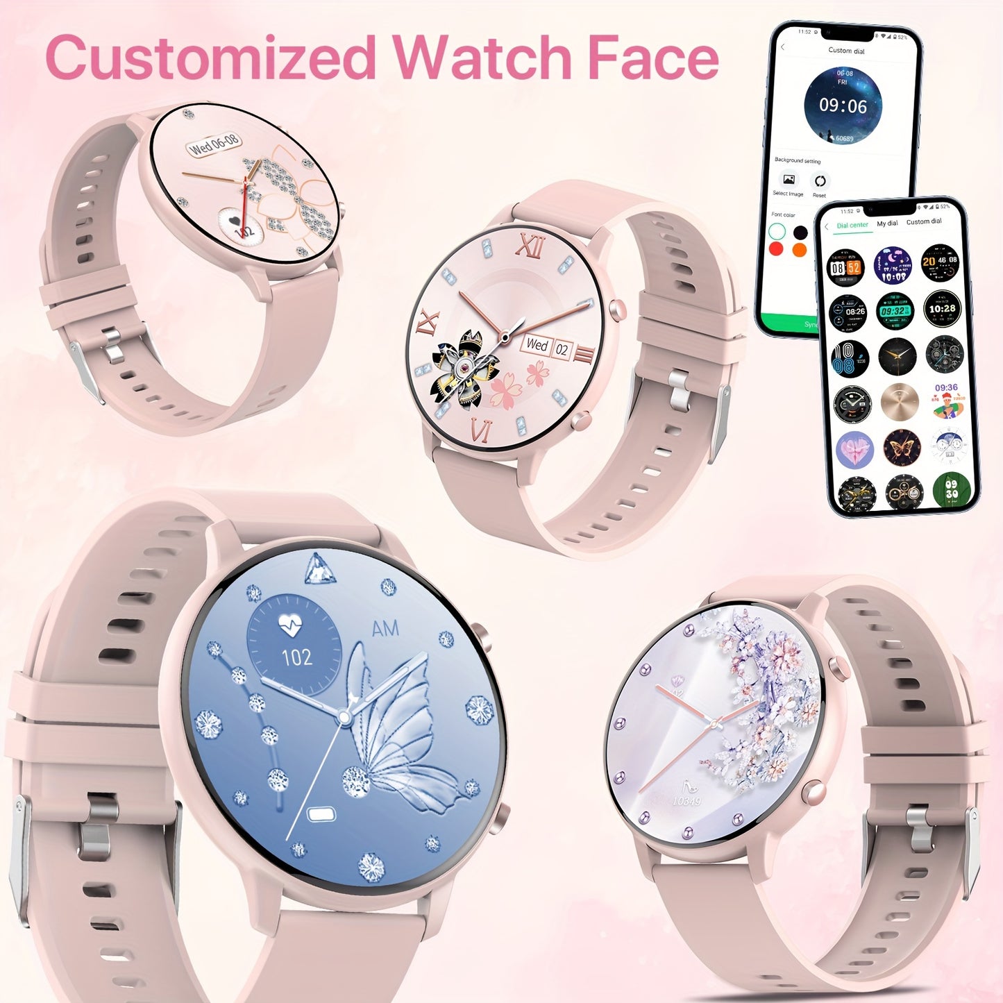 Smart Watch Gift for Women, 1.39-inch Full Touch Screen, Smart Call Watch with Answer and Make Call for iPhone and Android Phones, Message Push, Fitness Tracking Watch, Pedometer, Distance, Calories, 100+ Sports Modes, Sports