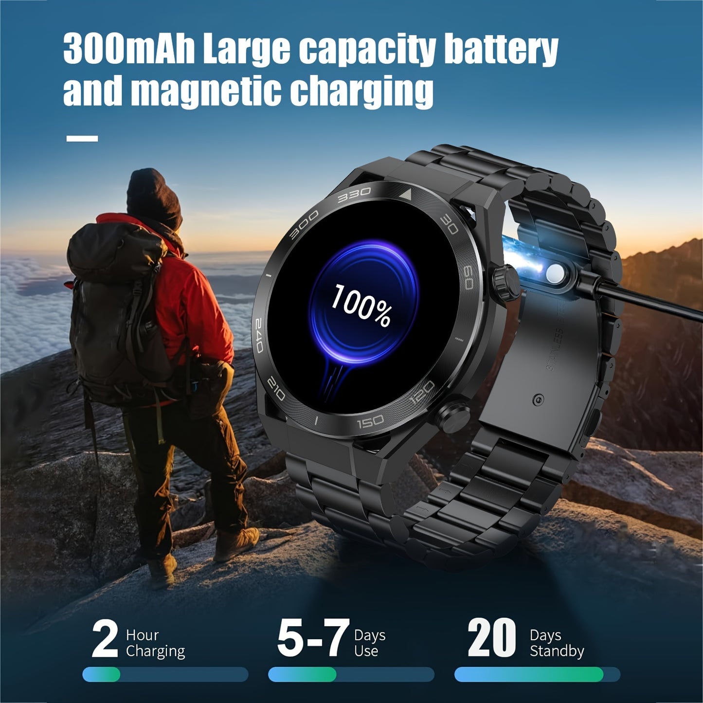 1.52"HD Touch Screen Smart Watch For, With Answer & Make Calls, Messages Notifications, 100+ Sports Modes, Pedometer, Calories, Outdoor Activity Fitness Tracker Smartwatch For Men Android And IOS Phones, Gifts For Friends
