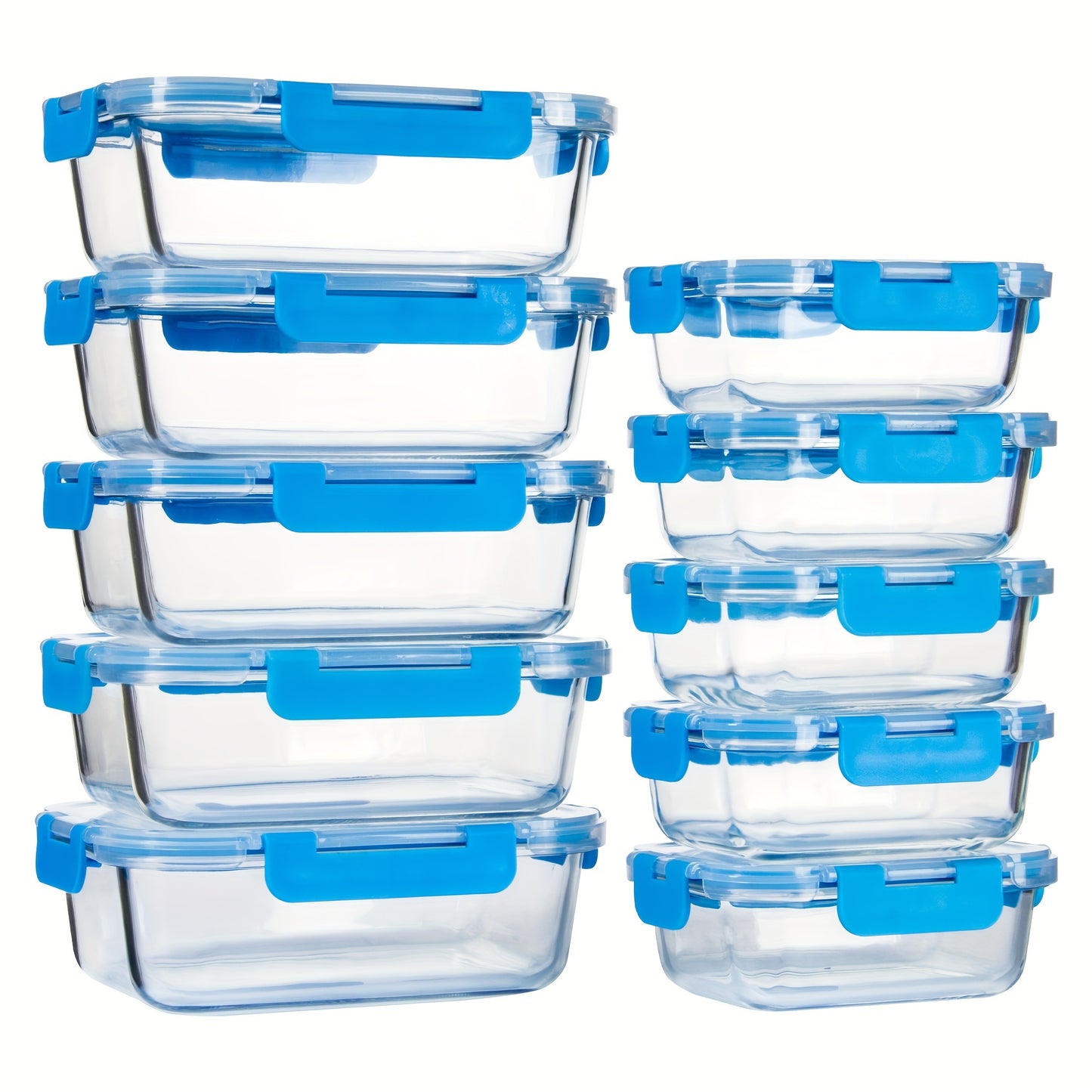 Glass Meal Prep Containers - Airtight, Microwave, Oven, Freezer & Dishwasher Safe, Glass Lunch Boxes with Lids for Food Storage