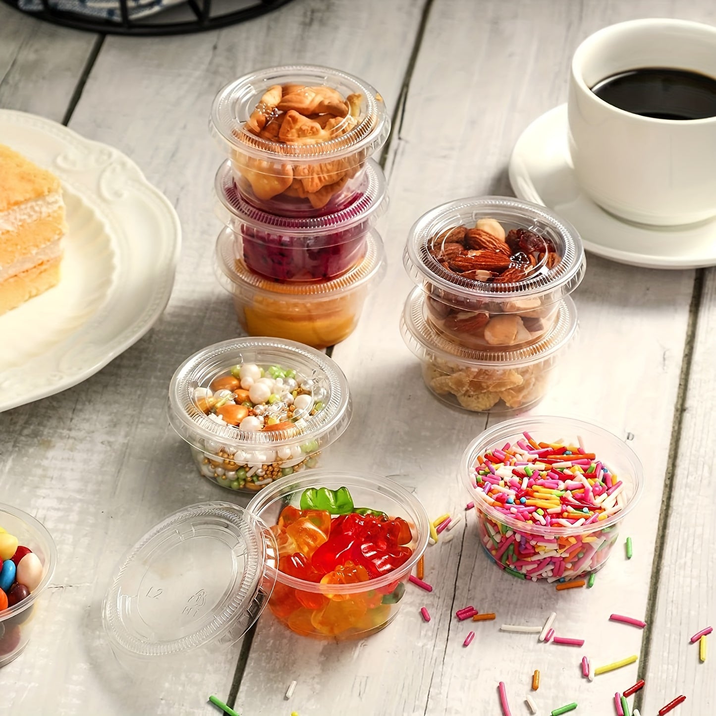 50/100pcs, Meal Prep Portion Cups with Lids - 2oz/3.25oz/5.5oz - Perfect for Salad Dressing and Condiments - Kitchen Accessories