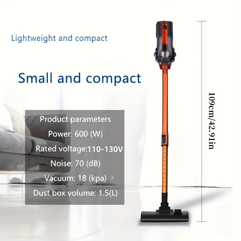 110V 600W Powerful Vacuum Cleaner - Wet/Dry, Low Noise, Portable, Suitable for Pet Hair, Hard Floors, Carpets Handheld Vacuum Cleaner, Four in One Lightweight Handheld Vacuum Cleaner