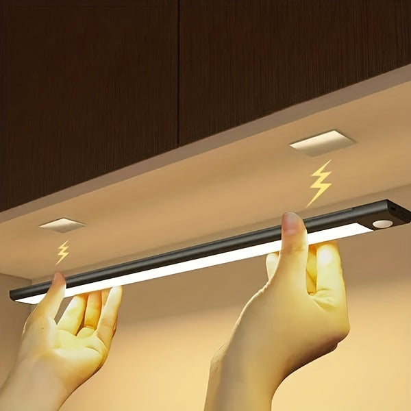 15.74inch ultra-thin motion sensor under cabinet light, usb charging with magnetic night light, 3-tone light cabinet light, for kitchen, cabinets, bedrooms, wardrobes interior lighting (black)